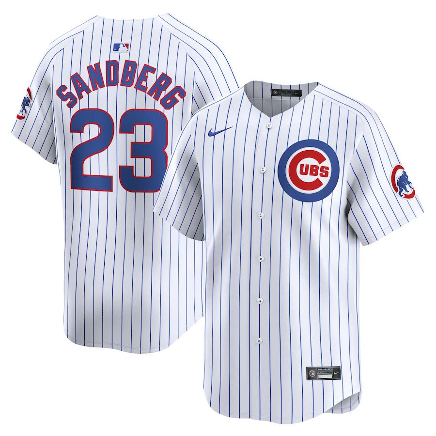 Men Chicago Cubs 23 Ryne Sandberg Nike White Home Limited Player MLB Jersey
